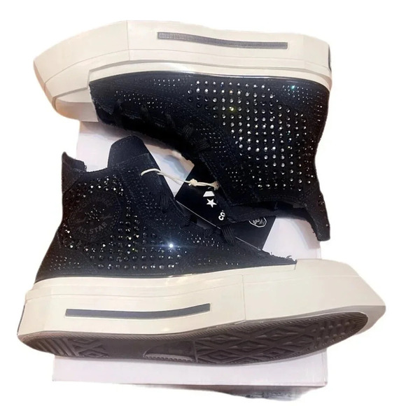 NWB Converse x Swarovski Chuck 70 de luxe black trend Squared High Top sneaker 5 - Picture 8 of 10